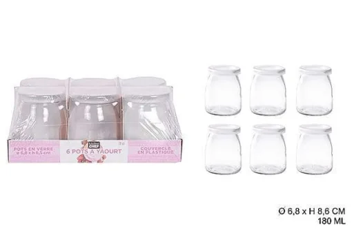 Conservation|* 6 Bocaux Verre Pots A Yaourt 180Ml