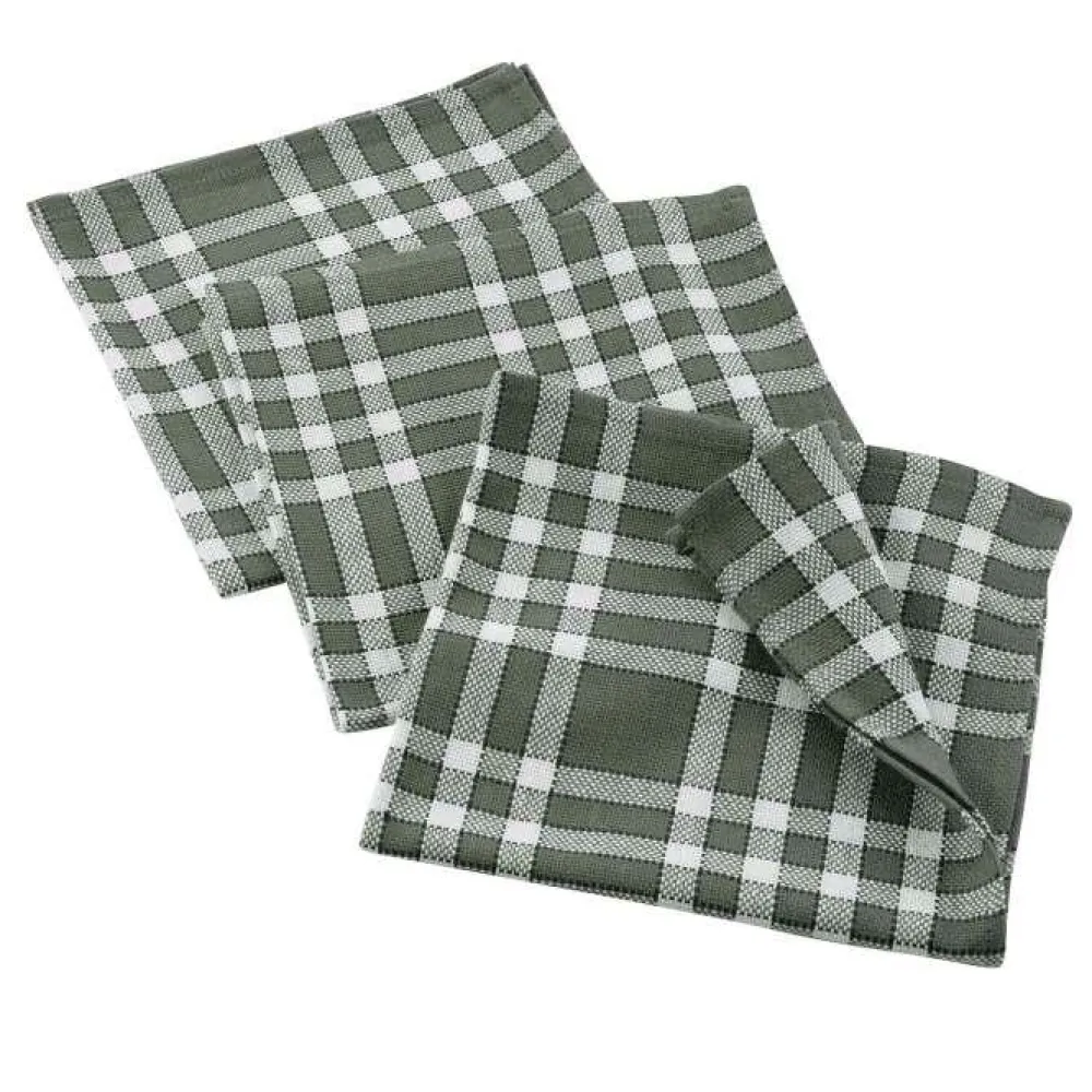 maxibazar 3 Serviettes De Table 45X45 Cm Coton Tisse Traditio Kaki- Serviettes De Table