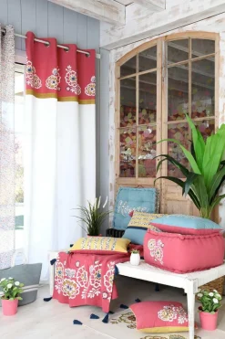 maxibazar Amaryllis Rideau 140X260Cm Multicolore- Thematiques