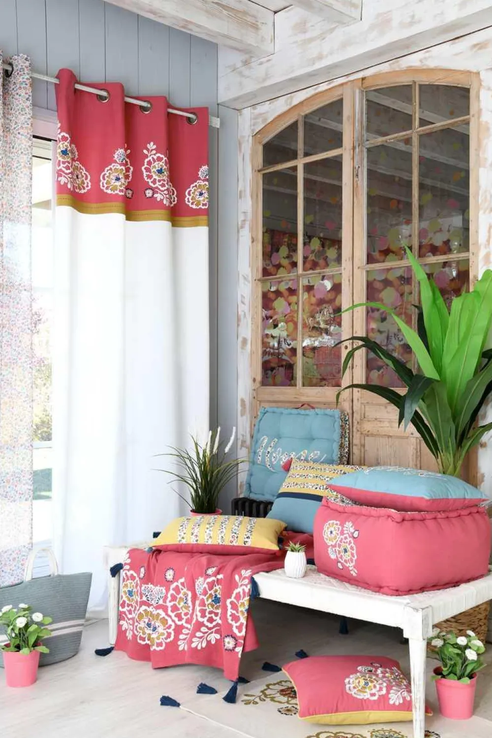 maxibazar Amaryllis Rideau 140X260Cm Multicolore- Thematiques