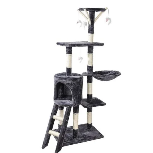 Jouets|* Arbre A Chat 4 Plateformes Et Jouets 138Cm Gris