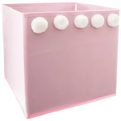 Atmosphera Bac Rangement 5 Pompoms Rose 29X29X29Cm- Petits Rangements