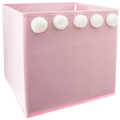 Atmosphera Bac Rangement 5 Pompoms Rose 29X29X29Cm- Petits Rangements