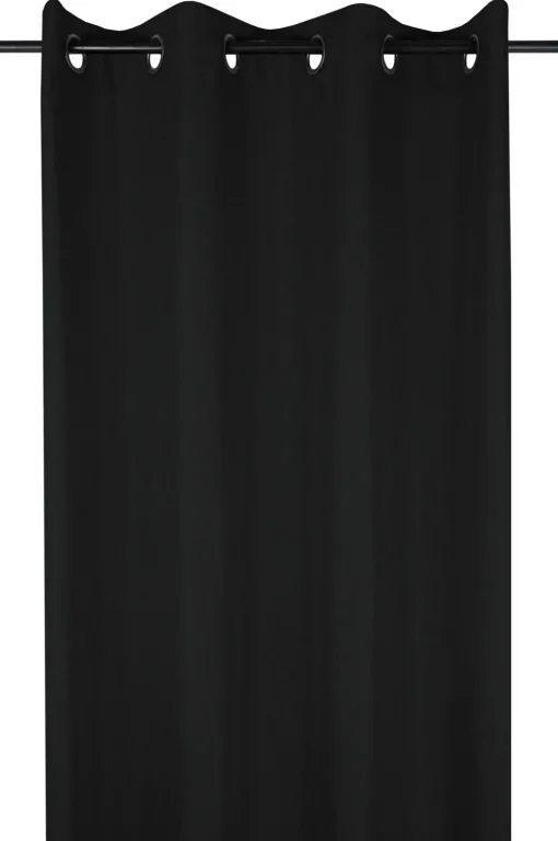 maxibazar Bea Rideau Oeillets 140X260Cm Noir- Rideaux Textures Et Coussins