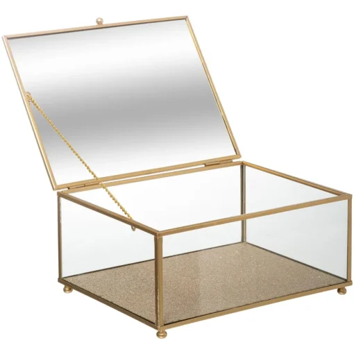 maxibazar Boite Bijoux Paillette Dore D.21X16X10Cm- Rangements A Bijoux