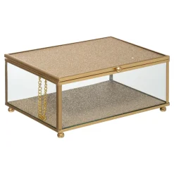 maxibazar Boite Bijoux Paillette Dore D.21X16X10Cm- Rangements A Bijoux
