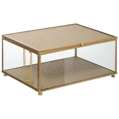 maxibazar Boite Bijoux Paillette Dore D.15X10X6Cm- Rangements A Bijoux