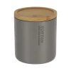 Accessoires De Salle De Bain|* Boîte A Coton Polyresine Couvercle Bambou Gris Bambou