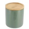 Accessoires De Salle De Bain|* Boîte A Coton Polyresine Couvercle Bambou Kaki Bambou