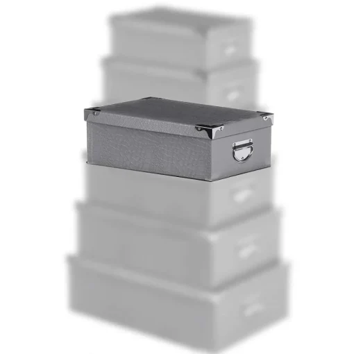 Boîte De Rangement|* Boîte Coins Metal Croco Gris Ou Taupe 32X21.5X11.8 Cm