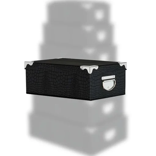 Boîte De Rangement|* Boîte Coins Metal Croco Noir Ou Gris 48X33.5X16Cm