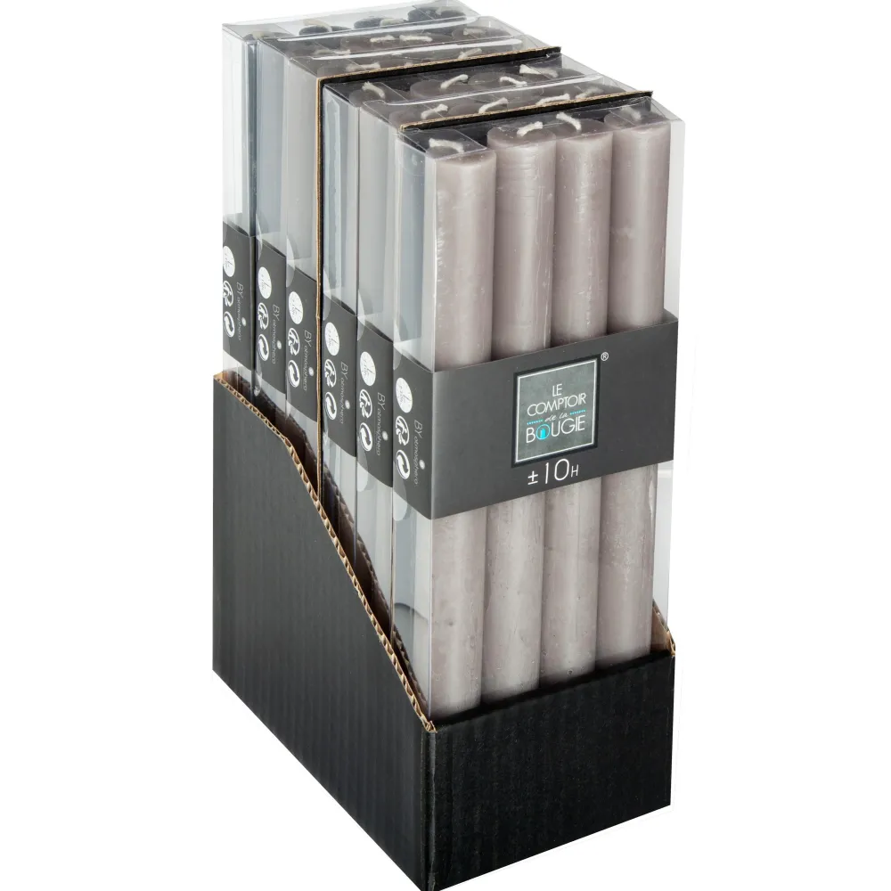 Atmosphera Bougie Baton X4 Rustic Taupe H.24.5Cm- Bougies Non Parfumees Rustiques