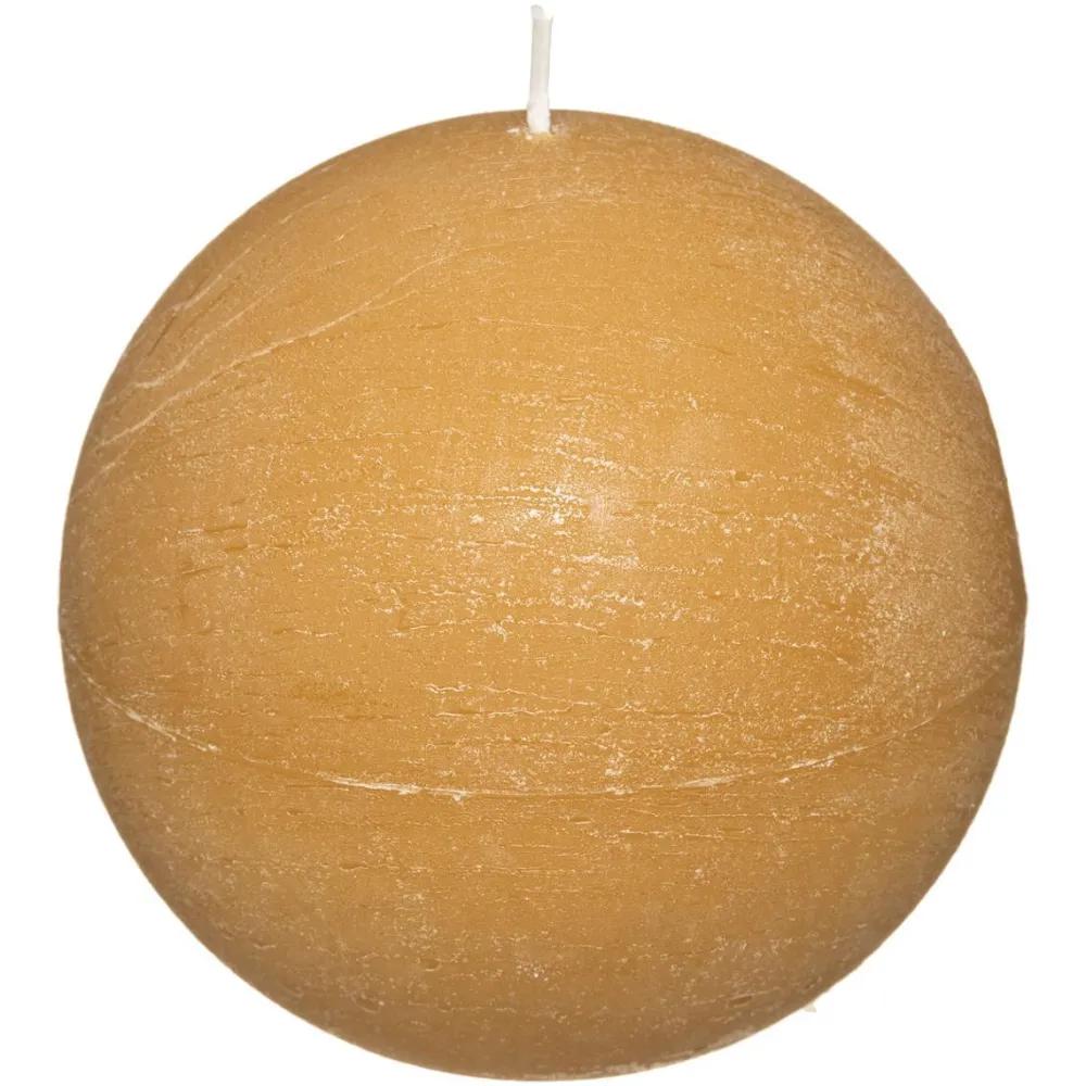 Atmosphera Bougie Boule Rustic Jaune D.10Cm- Bougies Non Parfumees Rustiques