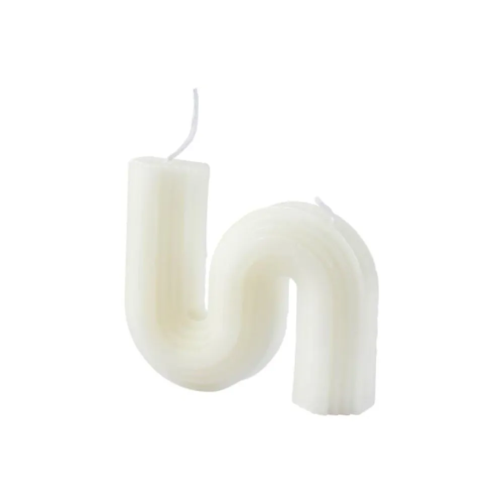 maxibazar Bougie Forme Vague 9.5X2.2X8Cm Blanc- Bougies Et Diffuseurs Deco