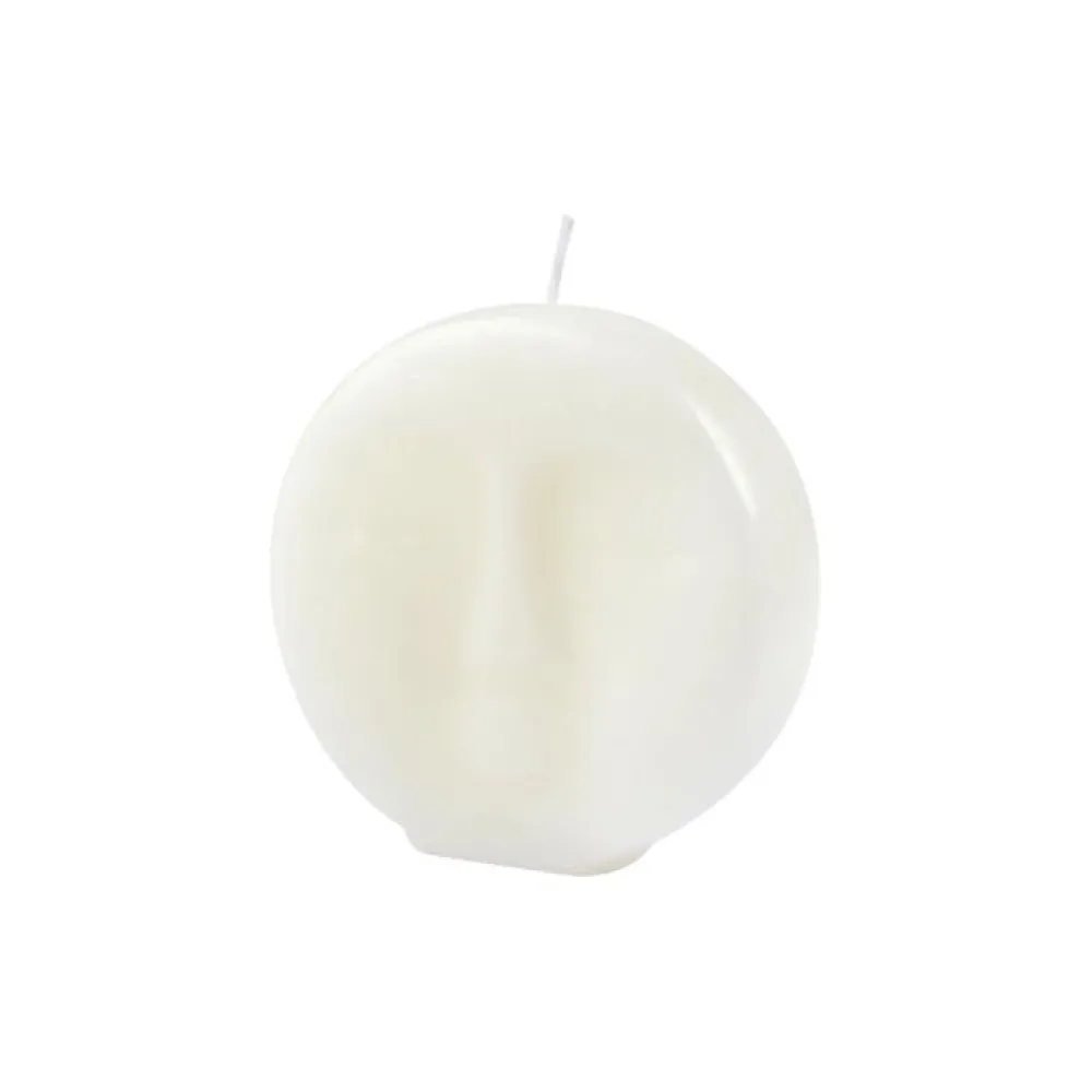 maxibazar Bougie Forme Visage 9X2.5X9Cm Blanc- Bougies Et Diffuseurs Deco