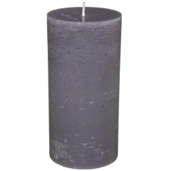 Atmosphera Bougie Ronde Rustic Gris 7X14Cm- Bougies Non Parfumees Rustiques