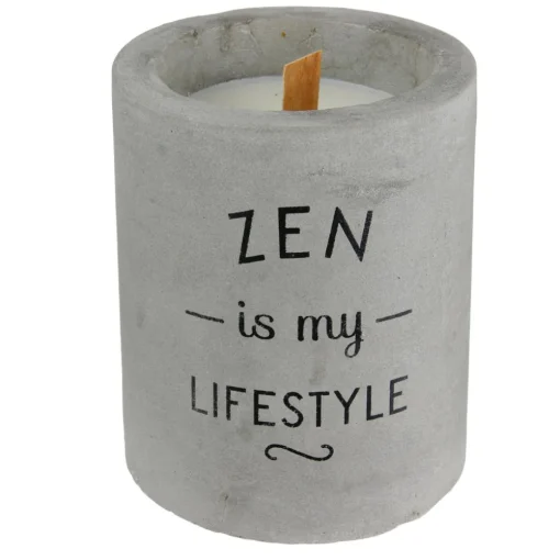 maxibazar Bougie Zen Ciment Meche Bois- Bougies, Senteurs Et Accessoires