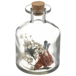 maxibazar Bouteille Verre Fleurs Sechees D.8X11Cm- Fleurs Et Plantes