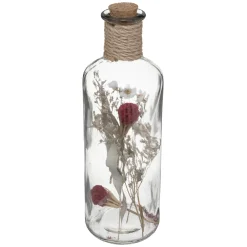 maxibazar Bouteille Verre Fleurs Sechees D.9X28Cm- Fleurs Et Plantes