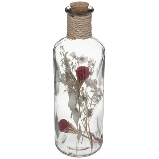 maxibazar Bouteille Verre Fleurs Sechees D.9X28Cm- Fleurs Et Plantes