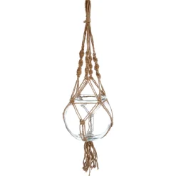 maxibazar Cache Pot Verre Corde Raffia H.16Cm- Caches-Pot Et Jarres