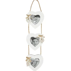 maxibazar Cadre 3 Photos Coeur A Suspendre Corde Et Rattan- Cadres Et Accessoires Photos