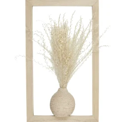 maxibazar Cadre Mural Vase Et Fleurs Sechees 19X32Cm- Decoration Murale