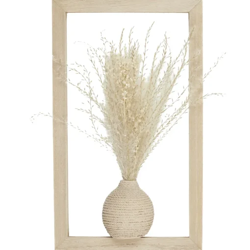 maxibazar Cadre Mural Vase Et Fleurs Sechees 19X32Cm- Decoration Murale