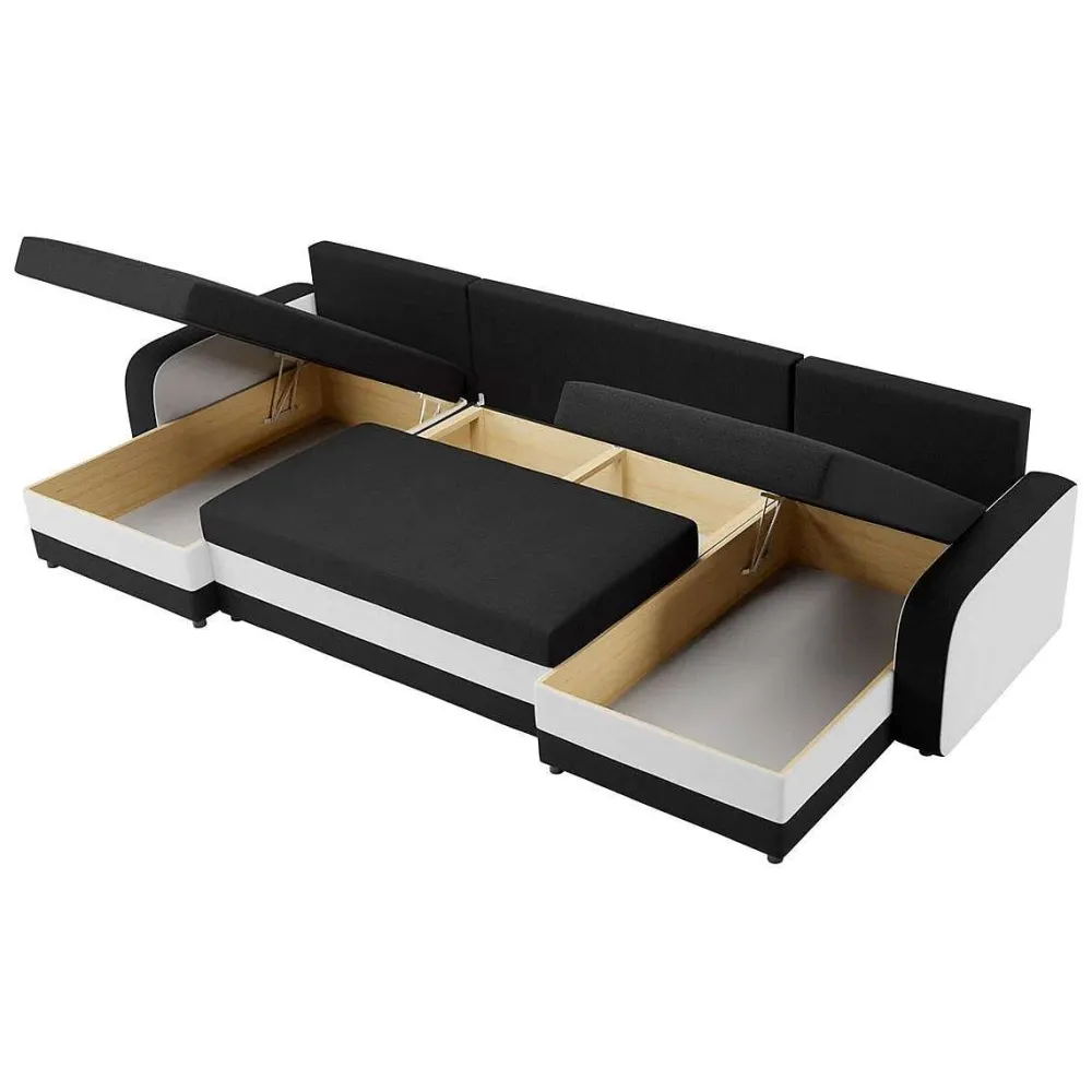 * Canapés D'Angle>Canapé Kris Angle Panoramique Noir Blanc Casse