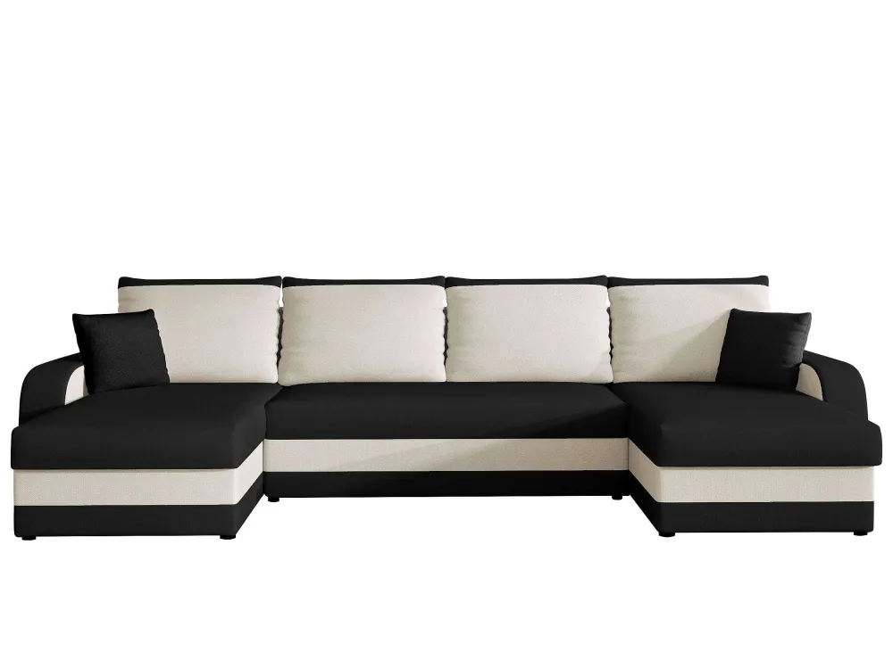 * Canapés D'Angle>Canapé Kris Angle Panoramique Noir Blanc Casse