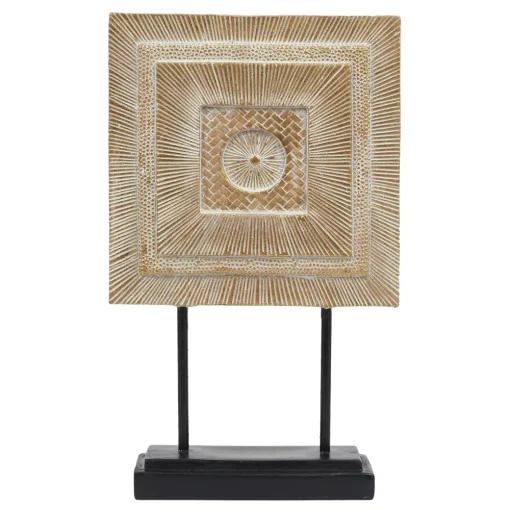 maxibazar Carre Decoratif Dore Socle Noir H.29Cm- Objets De Decoration
