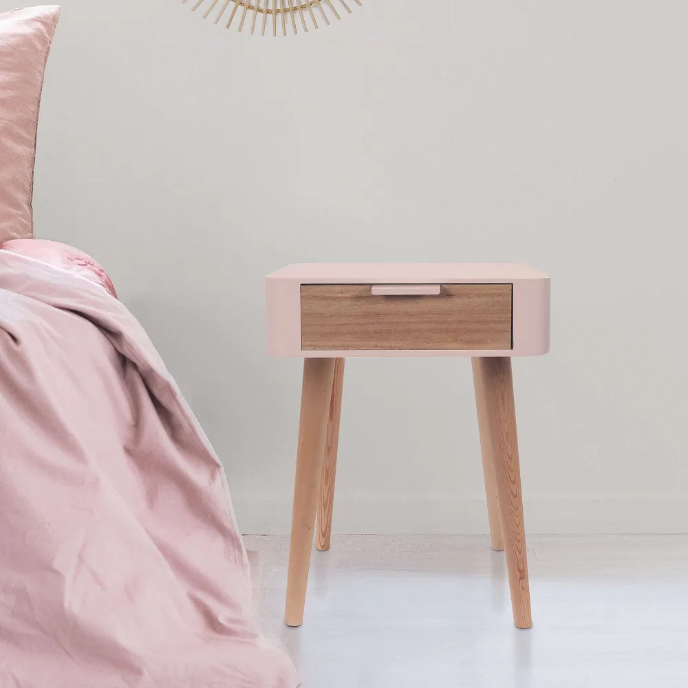 * Tables De Chevet>Chevet 1 Tiroir En Bois Rose