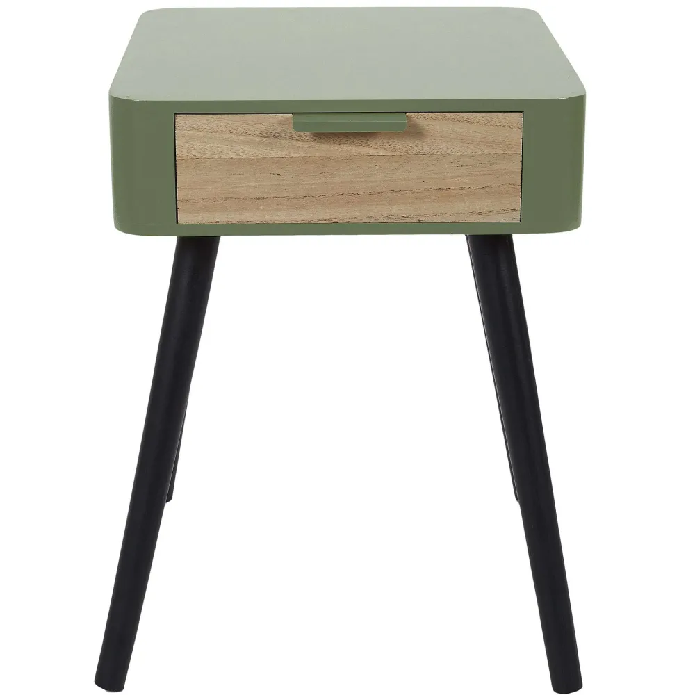 * Tables De Chevet>Chevet 1 Tiroir En Bois Vert Kaki