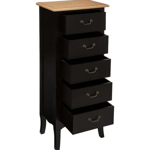 Atmosphera Chiffonniers>Chiffonnier 5 Tiroirs Noir Chrysa