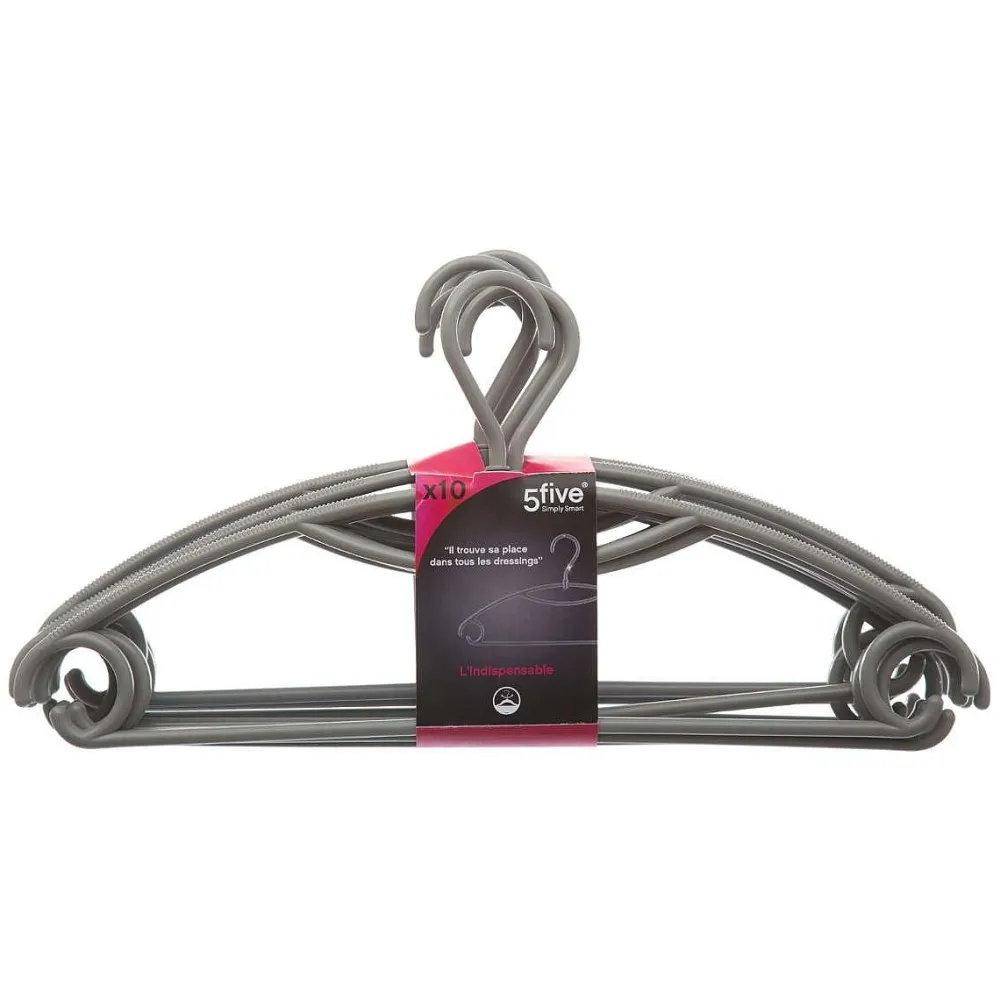 Organisation Du Dressing|Five Cintre Plastique Rotatif Gris X10 Pièces