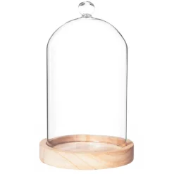 Atmosphera Cloche Verre Socle Naturel H.19Cm- Objets Et Accessoires Deco