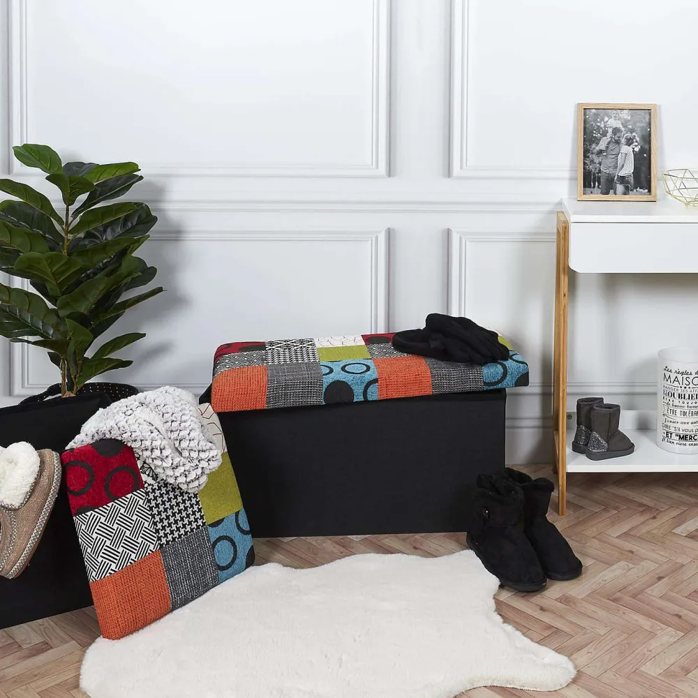 * Poufs>Coffre Banc Pliable Patchwork