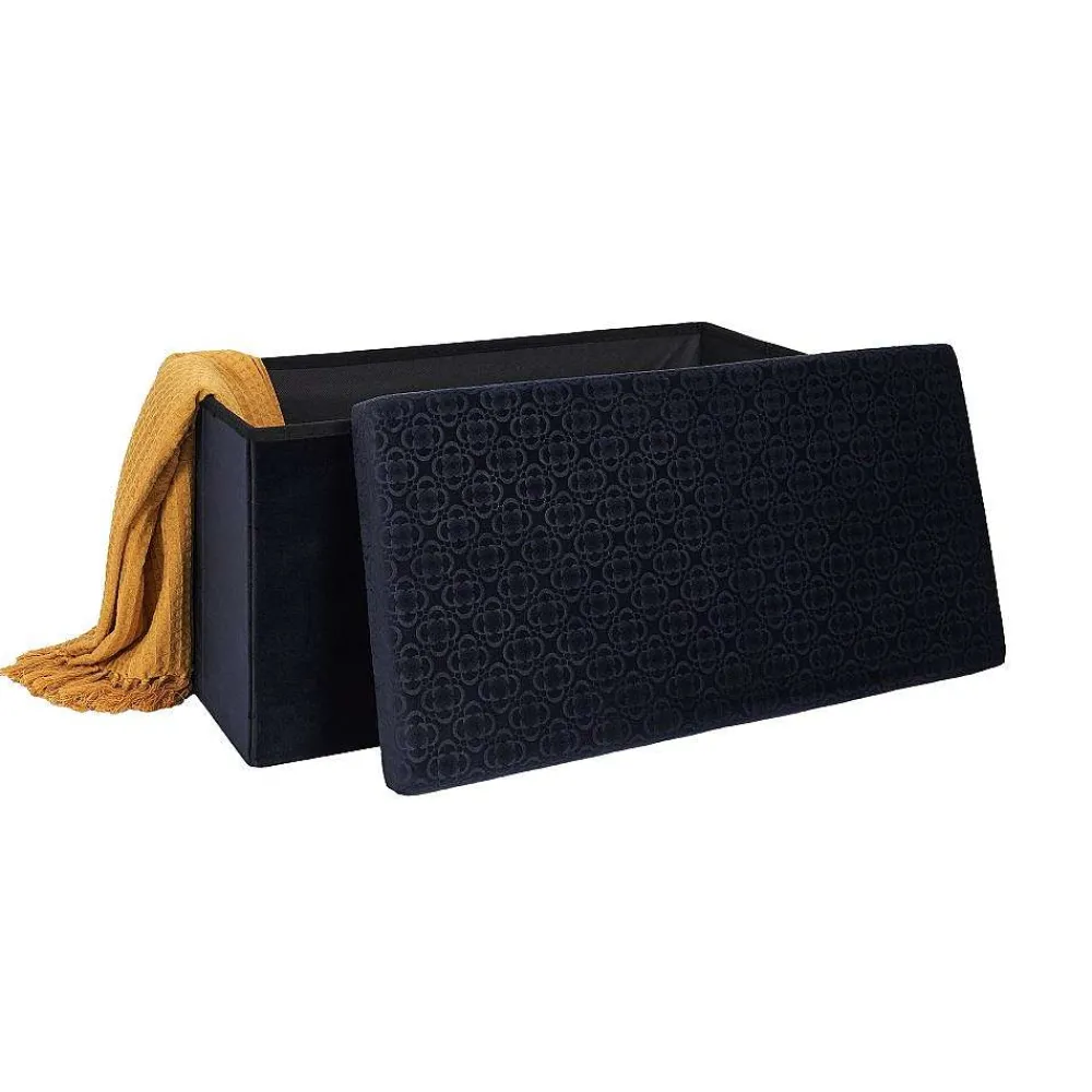 * Poufs>Coffre Banc Pliable Retro Bleu Nuit