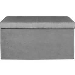 * Poufs></noscript>Coffre Banc Pliable Velours Cotele Giulia Gris