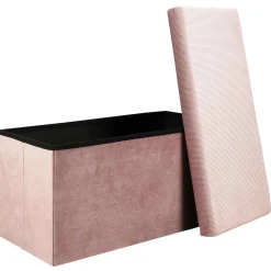 * Poufs></noscript>Coffre Banc Pliable Velours Cotele Giulia Rose