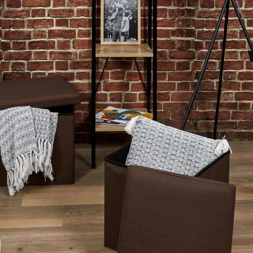 * Poufs>Coffre Pouf Pliable Marron