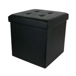 * Poufs></noscript>Coffre Pouf Pliable Pu Noir