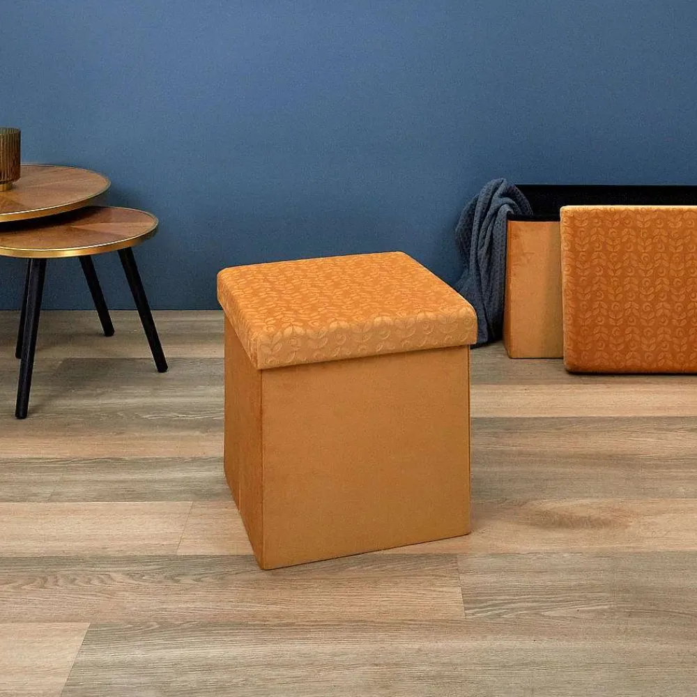 * Poufs>Coffre Pouf Pliable Retro Moutarde