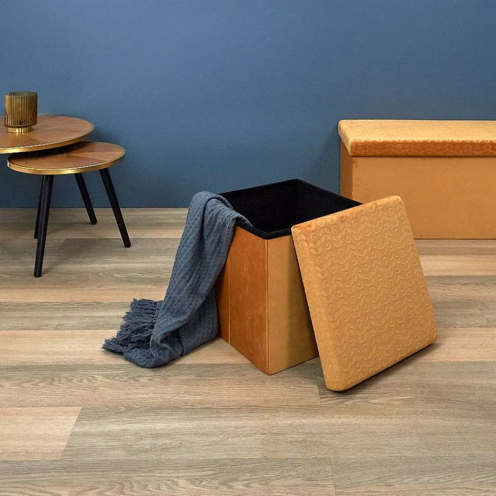 * Poufs>Coffre Pouf Pliable Retro Moutarde