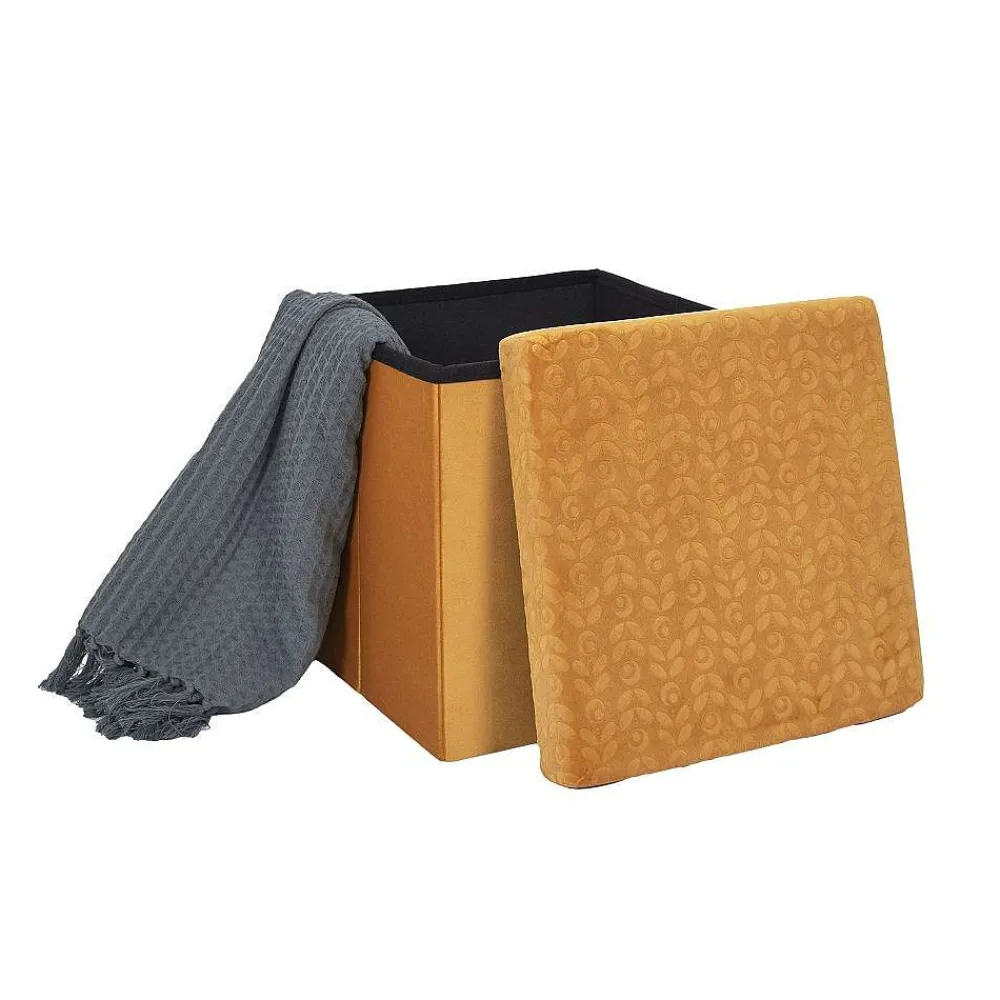 * Poufs>Coffre Pouf Pliable Retro Moutarde