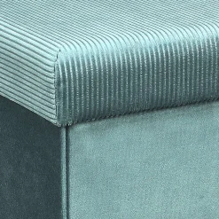 * Poufs></noscript>Coffre Pouf Pliable Velours Cotele Giulia Bleu
