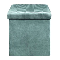 * Poufs></noscript>Coffre Pouf Pliable Velours Cotele Giulia Bleu