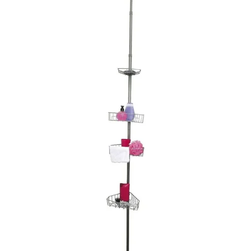 * Meubles Salle De Bain>Colonne Telescopique Metal Peint 4 Étagères Gris