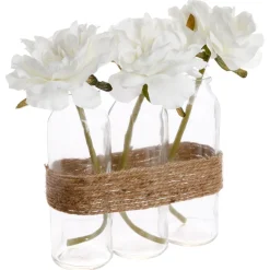 Atmosphera Composition Roses Tube Verre H.23Cm X3- Compositions Florales