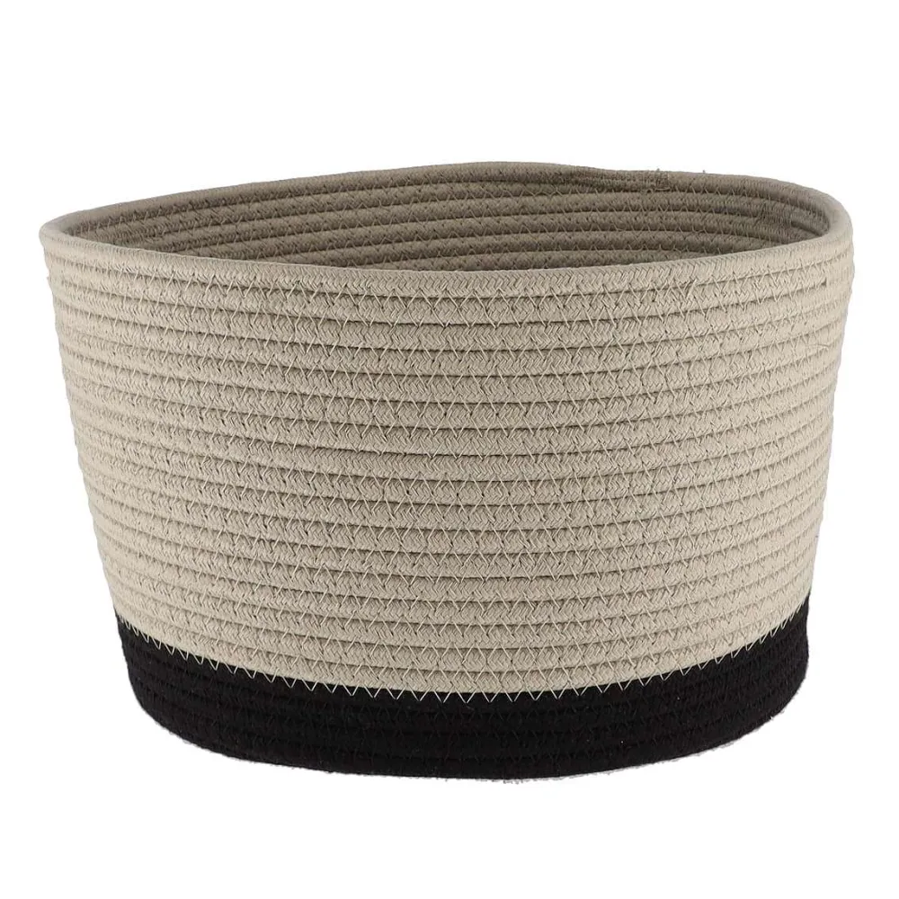 Rangement Salle De Bain|* Corbeille Ovale Grand Modele Coton 32X25Cm Ficelle Noir